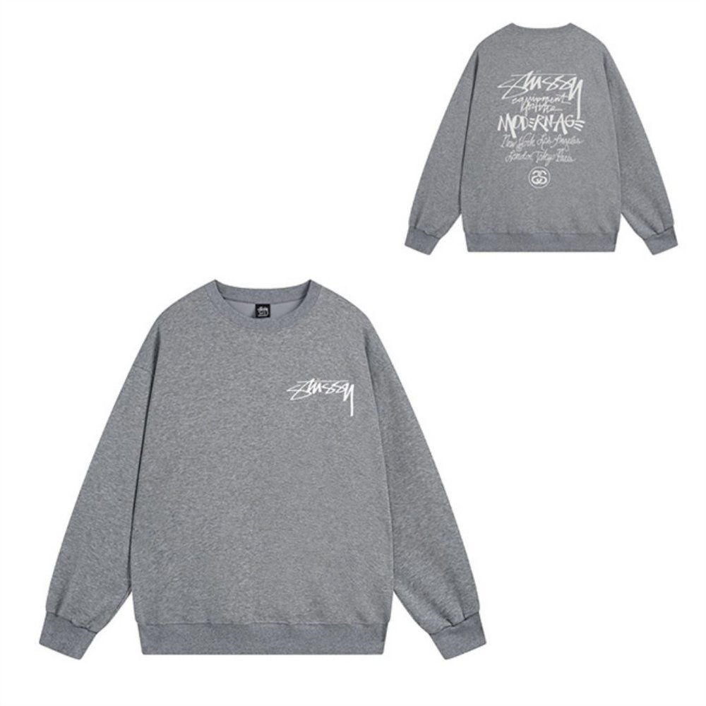 Stussy Sweatshirt World Tour Crew Sweat Light Gray